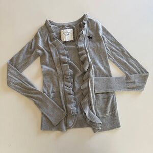 Abercrombie & Fitch-Gray Open Front-Ruffle-Cardigan-Y2K-Size S